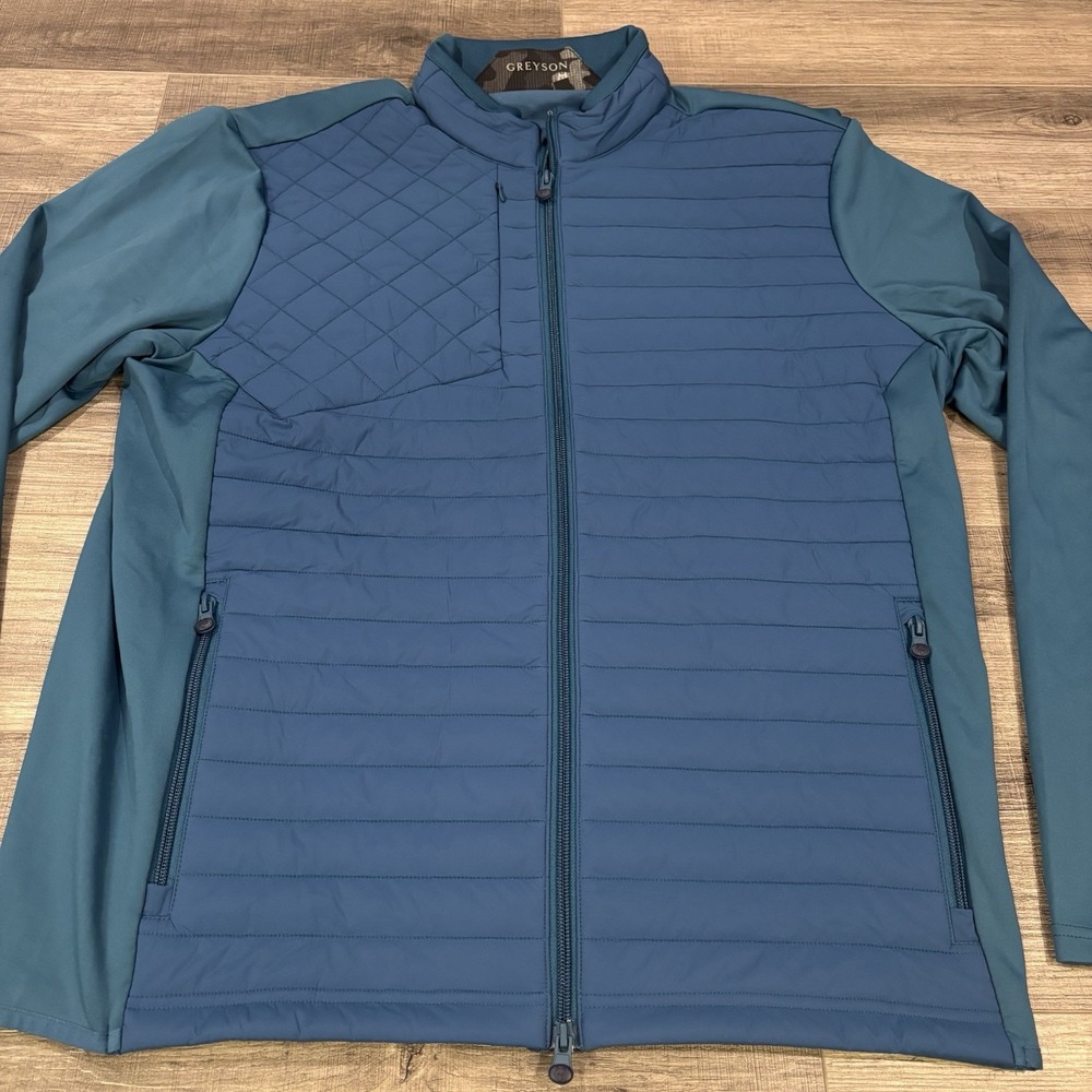 GREYSON Yukon Hybrid Golf Jacket Mens XL Blue Quilted Puffer Full Zip Outerwear - Picture 4 of 10